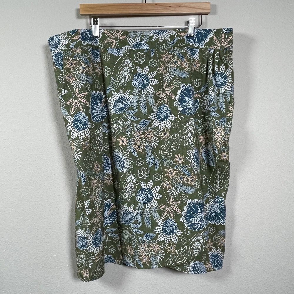 RipSkirt Wrap Skirt Women XXL Green Floral Batik Tropical Travel Midi Pocket
